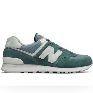 NEW BALANCE 574 Classic Tennis Shoes Teal Green Sneaker Trainers Blue Gray White